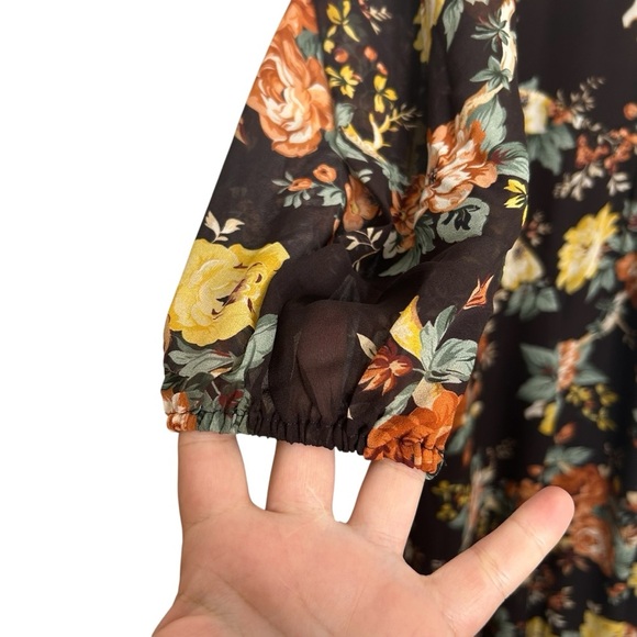 VERONICA BEARD Avani Floral Silk Chiffon Maxi Dress in Oxblood Multi Size 4 - Picture 10 of 15